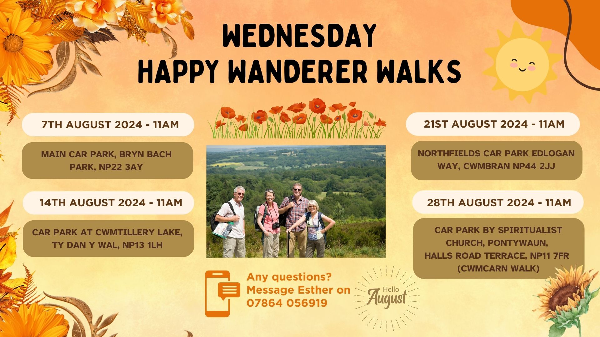 Wednesday Happy Wanderer Walk August 2024 Schedule